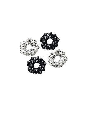 Black and White Paw Print Scrunchies Set